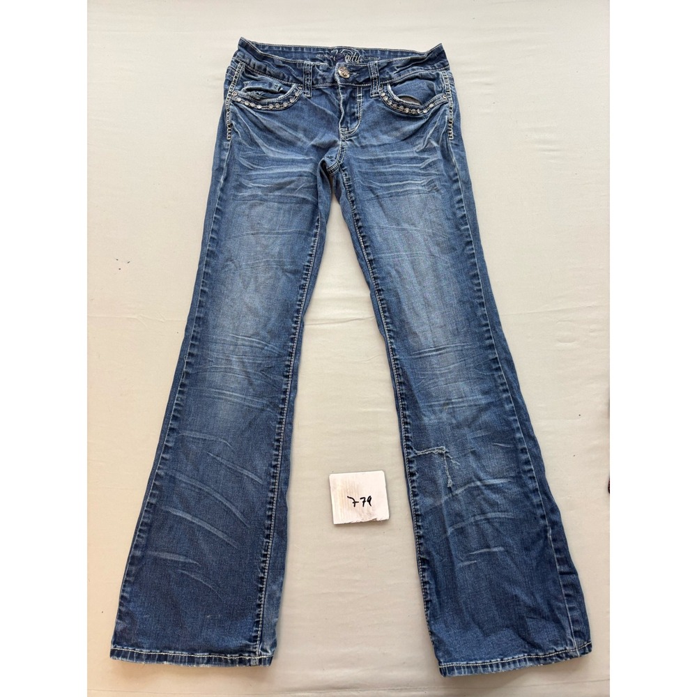 Vanity Premium Collection Bootcut Jeans Medium Wash Rhinestone 27W 31L Y2K